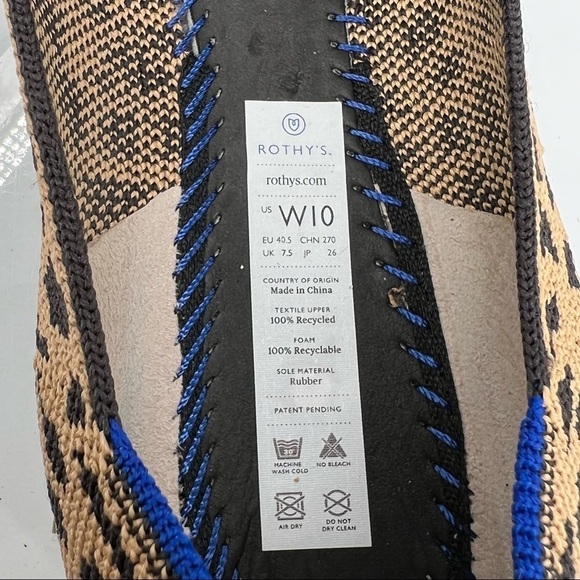 Rothy's Tan Black Leopard Animal Print Pointed Toe Slip-On Flats Size 10 Women's - Picture 2 of 8